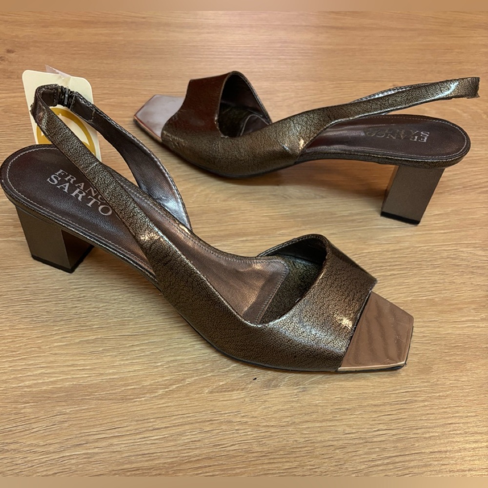 Franco Sarto PEWTER Heels Elegant Block Design